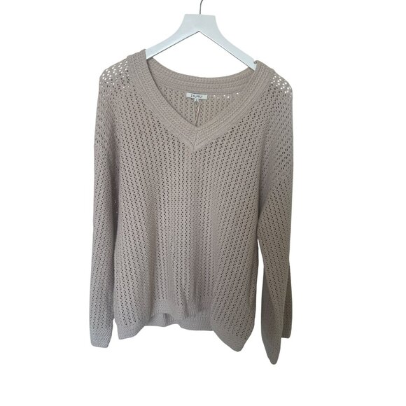 Z Supply Kiami Natural Color Crochet V-Neck Sweater - Picture 5 of 6